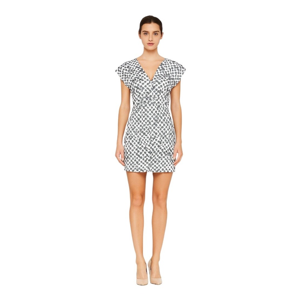 Julie Haus Silk Dark Gray and White Abstract‎ Mini Dress